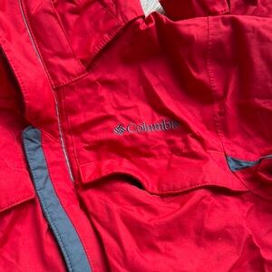 Worn for a season Columbia  Red and Black Raincoat High Collar Weather-Resistant